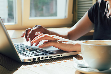 Image showing girl working on computer