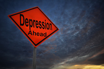 Image showing Depression warning road sign