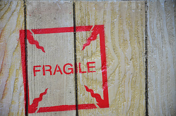 Image showing Fragile stenciled on shipping packing crate