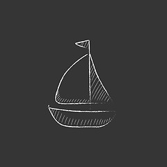 Image showing Sailboat. Drawn in chalk icon.