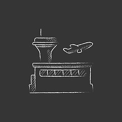 Image showing Plane taking off. Drawn in chalk icon.