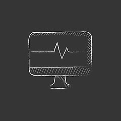 Image showing Heart beat monitor. Drawn in chalk icon.