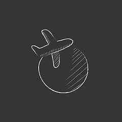 Image showing Travel by plane. Drawn in chalk icon.