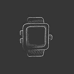 Image showing Smartwatch. Drawn in chalk icon.