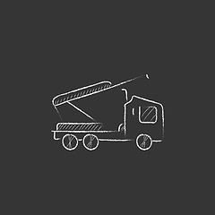 Image showing Machine with a crane and cradles. Drawn in chalk icon.