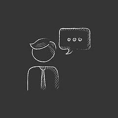 Image showing Man with speech square. Drawn in chalk icon.