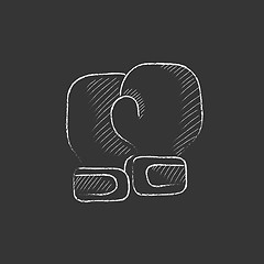 Image showing Boxing gloves. Drawn in chalk icon.