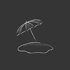 Image showing Beach umbrella. Drawn in chalk icon.