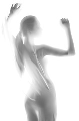 Image showing Silhouette of young sexy woman on white background. 