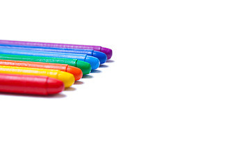 Image showing Crayons lined up in rainbow 