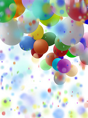 Image showing confetti and colorful balloons on white background