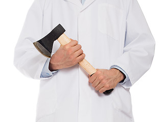 Image showing Evil medic holding a small axe