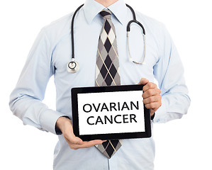 Image showing Doctor holding tablet - Ovarian cancer