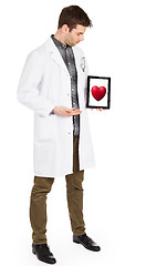 Image showing Doctor holding tablet - Red heart