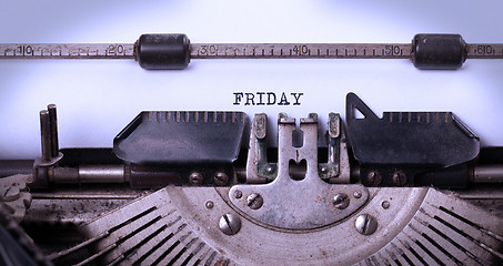 Image showing Friday typography on a vintage typewriter