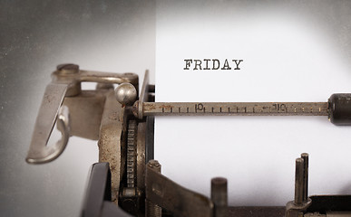 Image showing Friday typography on a vintage typewriter