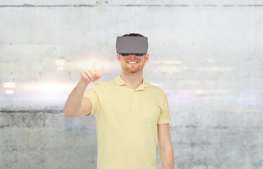 Image showing happy man in virtual reality headset or 3d glasses