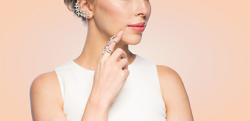 Image showing close up of beautiful woman with ring and earring