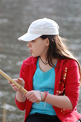 Image showing Girl fishing