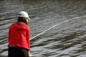 Image showing Girl fishing