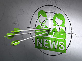 Image showing News concept: arrows in Anchorman target on wall background