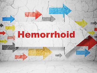 Image showing Health concept: arrow with Hemorrhoid on grunge wall background