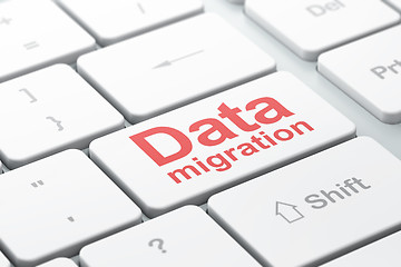 Image showing Information concept: Data Migration on computer keyboard background