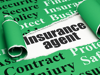 Image showing Insurance concept: black text Insurance Agent under the piece of  torn paper