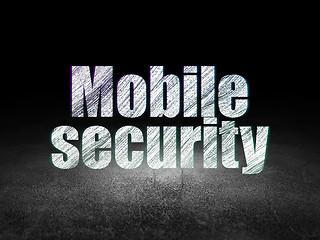 Image showing Protection concept: Mobile Security in grunge dark room