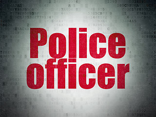 Image showing Law concept: Police Officer on Digital Data Paper background