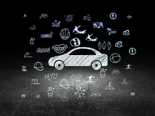 Image showing Tourism concept: Car in grunge dark room