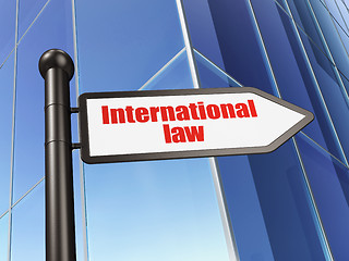 Image showing Political concept: sign International Law on Building background