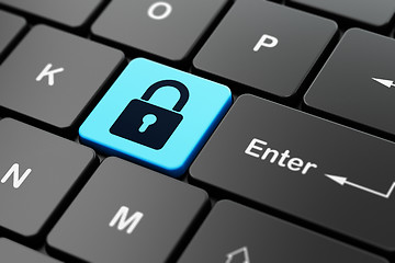 Image showing Information concept: Closed Padlock on computer keyboard background