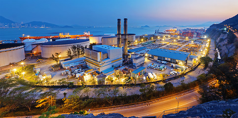 Image showing petrochemical industry on sunset