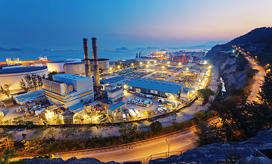 Image showing petrochemical industry on sunset