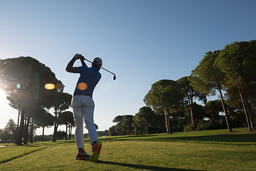 Image showing golf player hitting shot