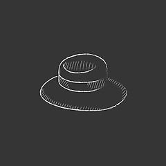 Image showing Summer hat. Drawn in chalk icon.