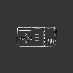 Image showing Flight ticket. Drawn in chalk icon.