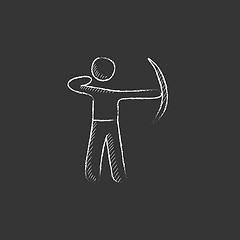 Image showing Archer training with bow. Drawn in chalk icon.