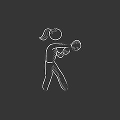 Image showing Female boxer. Drawn in chalk icon.