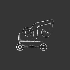 Image showing Excavator truck. Drawn in chalk icon.