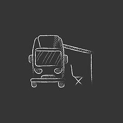 Image showing Motorhome with tent. Drawn in chalk icon.