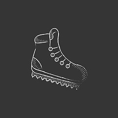 Image showing Hiking boot with crampons. Drawn in chalk icon.