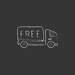 Image showing Free delivery truck. Drawn in chalk icon.