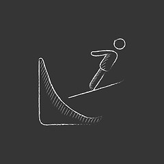 Image showing Ski jumping. Drawn in chalk icon.