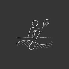 Image showing Man kayaking. Drawn in chalk icon.