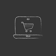 Image showing Online shopping. Drawn in chalk icon.