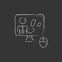 Image showing Online education. Drawn in chalk icon.