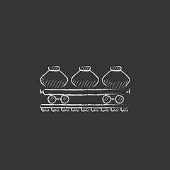 Image showing Cargo wagon. Drawn in chalk icon.