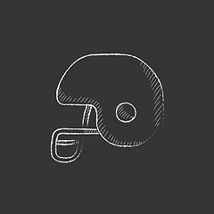 Image showing Hockey helmet. Drawn in chalk icon.